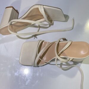 SHEIN White Strappy Heels with Modern Design